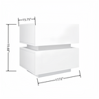 White Color High Glossy 2 Drawers Bedside Table with RGB Led Light Nightstand with Bluetooth Control - Grand Goldman Shop