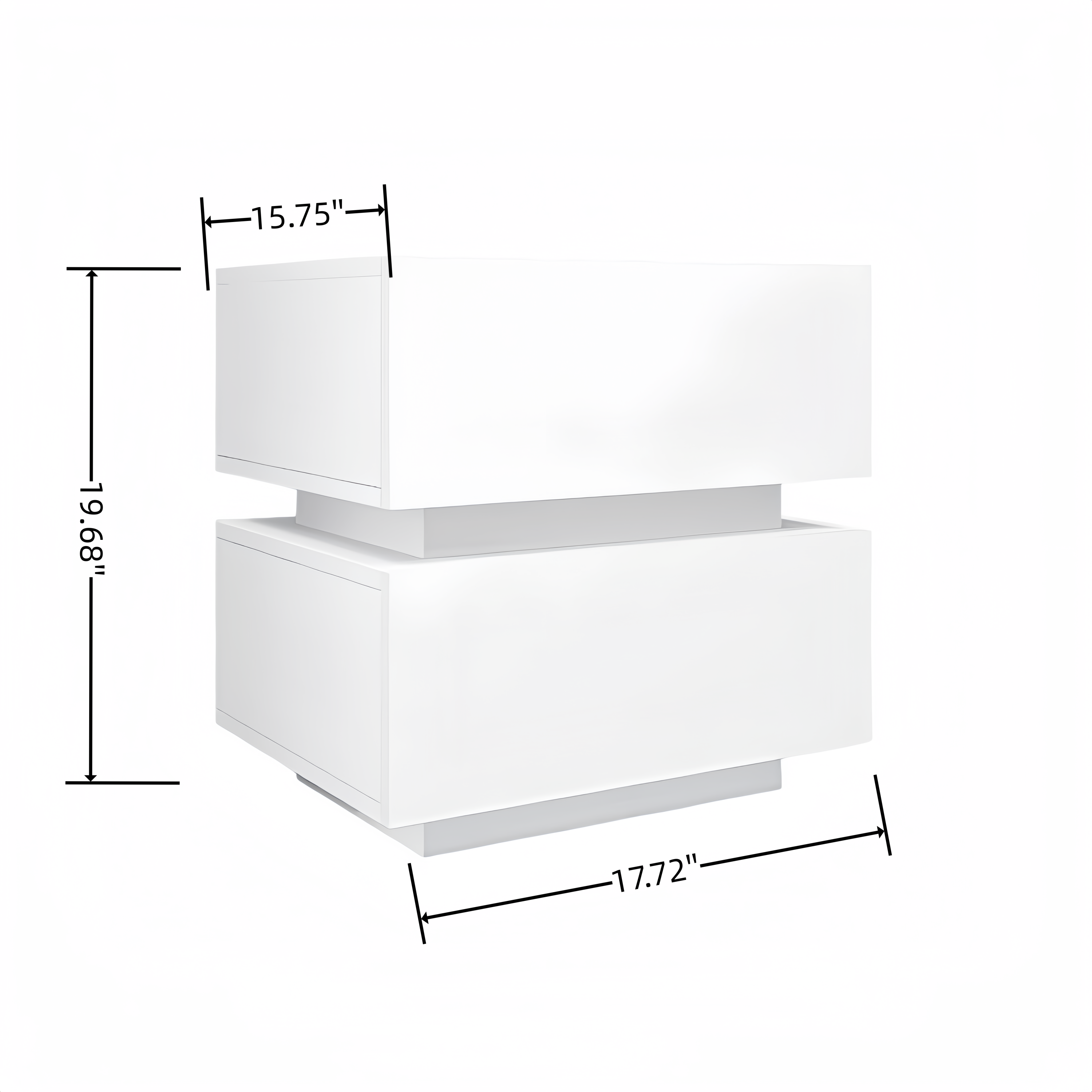 White Color High Glossy 2 Drawers Bedside Table with RGB Led Light Nightstand with Bluetooth Control - Grand Goldman Shop