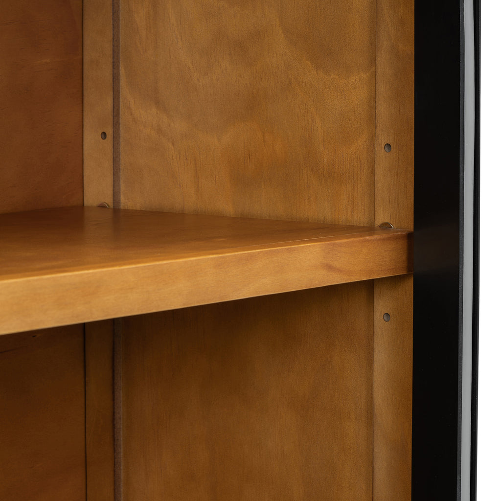 TREXM 4-Door Large Storage Buffet Cabinet with Glass Doors, Arched Cabinet with Adjustable Shelves for Kitchen, Dining Room and Living Room (Black) - Grand Goldman Shop