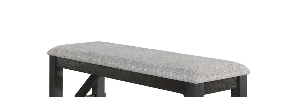 Cottage Style 1pc Upholstered Seat Wheat Charcoal Finish Bench Dining Room Bedroom Wooden Furniture Standard Height - Grand Goldman Shop