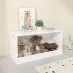 Open Toy Storage Box for Kids, White Wooden Organizer Bin for Plush Toys, Books, Nursery or Playroom Use - Grand Goldman