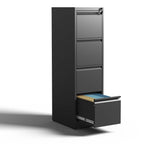 SteelCraft Pro 4 Drawer Metal Vertical File Cabinet with Lock for A4 Legal/Letter Size, Black Metal | Premium Home Decor - Gr
