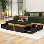 Modern Black Square Storage Coffee Table With 4 Drawers - Grand Goldman Shop