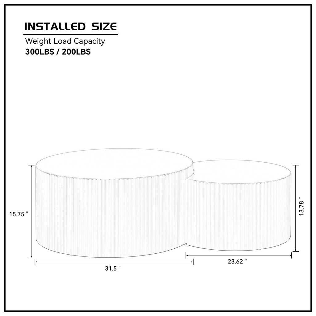 White Nesting table set of 2, Handcraft Relief MDF Coffee Table for Living Room/Office/Leisure Area(Same Sku:W876P271185) - Grand Goldman Shop