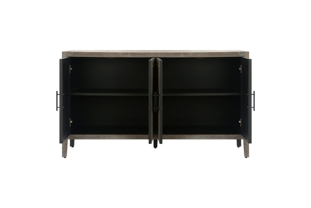 60 inches Modern Farmhouse Accent Cabinet with 4 Doors and Adjustable Shelf Wood Sideboard Buffet Cabinet Console Table Credenza Buffet Table for Kitchen Dining Room Entryway Hallway(Antique Brown) - Grand Goldman Shop