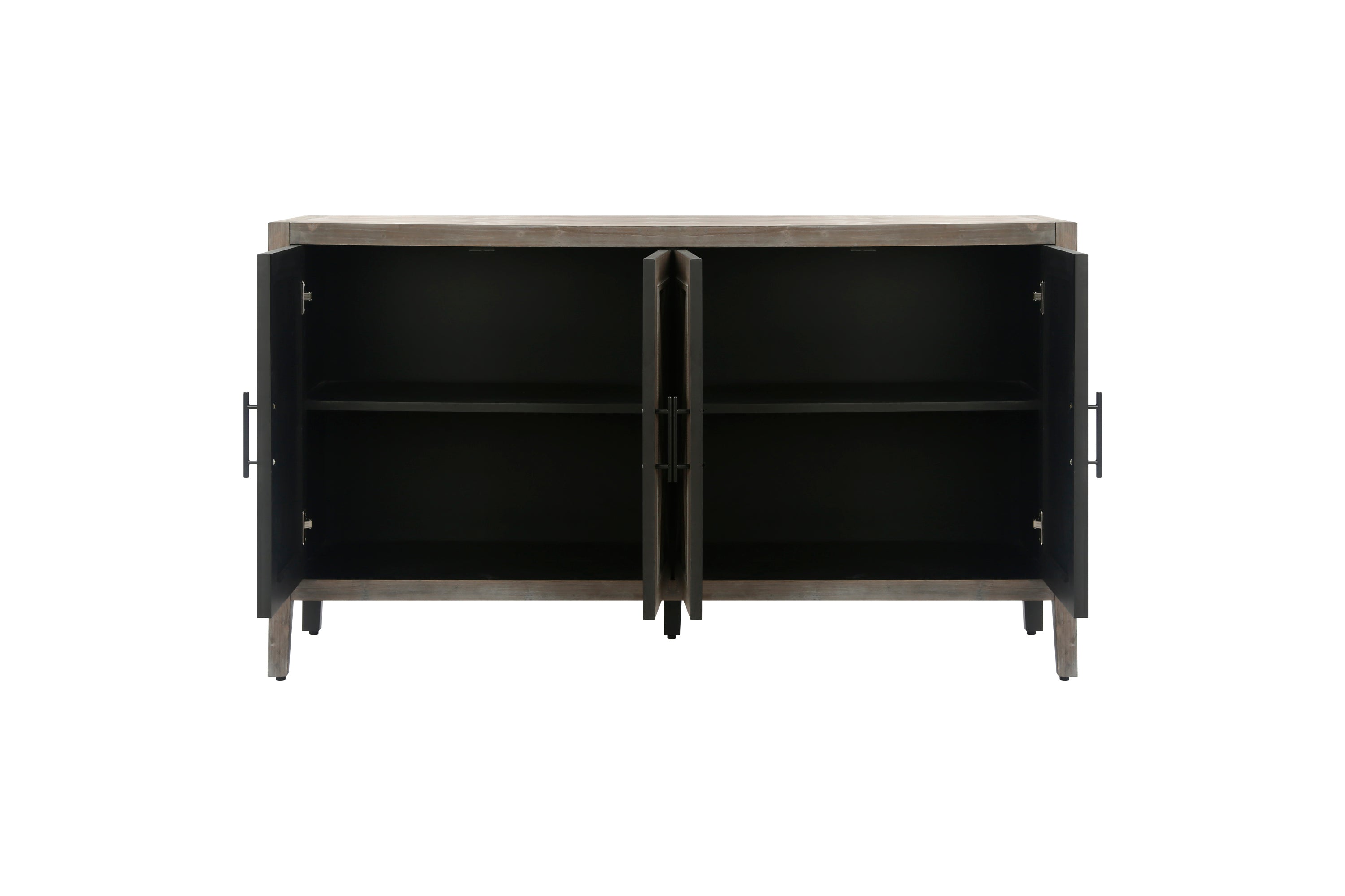 60 inches Modern Farmhouse Accent Cabinet with 4 Doors and Adjustable Shelf Wood Sideboard Buffet Cabinet Console Table Credenza Buffet Table for Kitchen Dining Room Entryway Hallway(Antique Brown) - Grand Goldman Shop