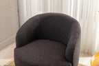 Teddy Fabric Swivel Accent Armchair Barrel Chair With Black Powder Coating Metal Ring,Dark Gray - Grand Goldman Shop