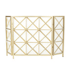 Margaret 3-Panel Fireplace Screen Iron Black/Gold - Grand Goldman Shop