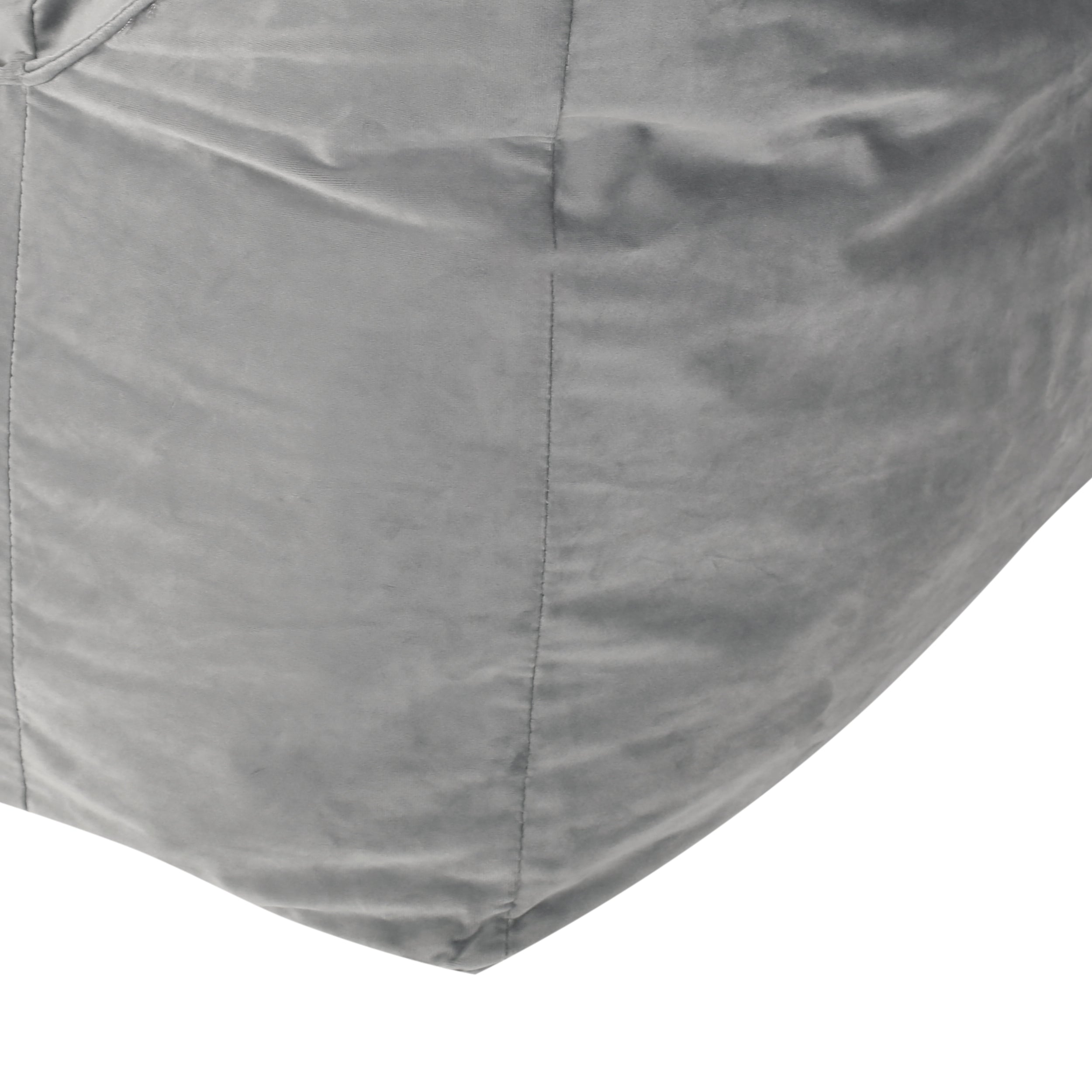 Allea Velveteen Bean Bag Chair with Armrests, Soft Grey Velvet, Cozy and Spacious - Grand Goldman Shop