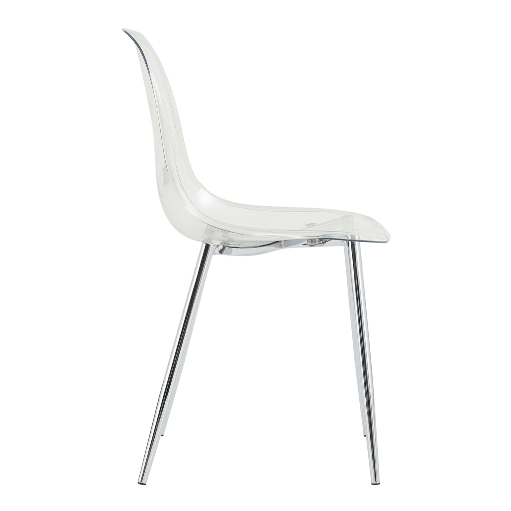 Modern simple transparent dining chair plastic chair armless crystal chair Nordic creative makeup stool negotiation chair Set of 4 and plating metal legW115164140,TW-1200 - Grand Goldman Shop