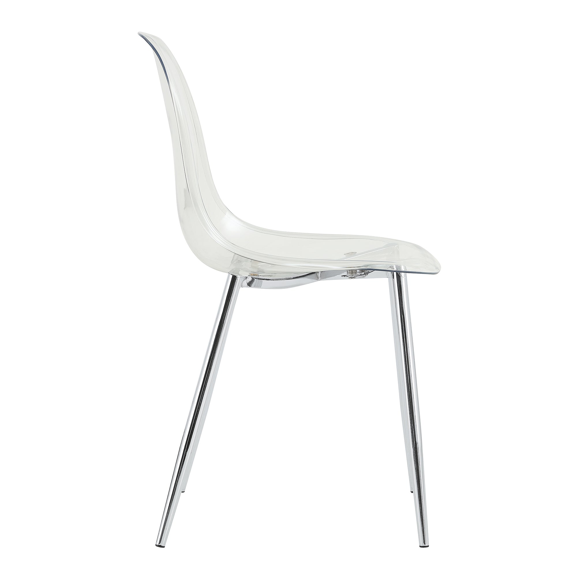 Modern simple transparent dining chair plastic chair armless crystal chair Nordic creative makeup stool negotiation chair Set of 4 and plating metal legW115164140,TW-1200 - Grand Goldman Shop