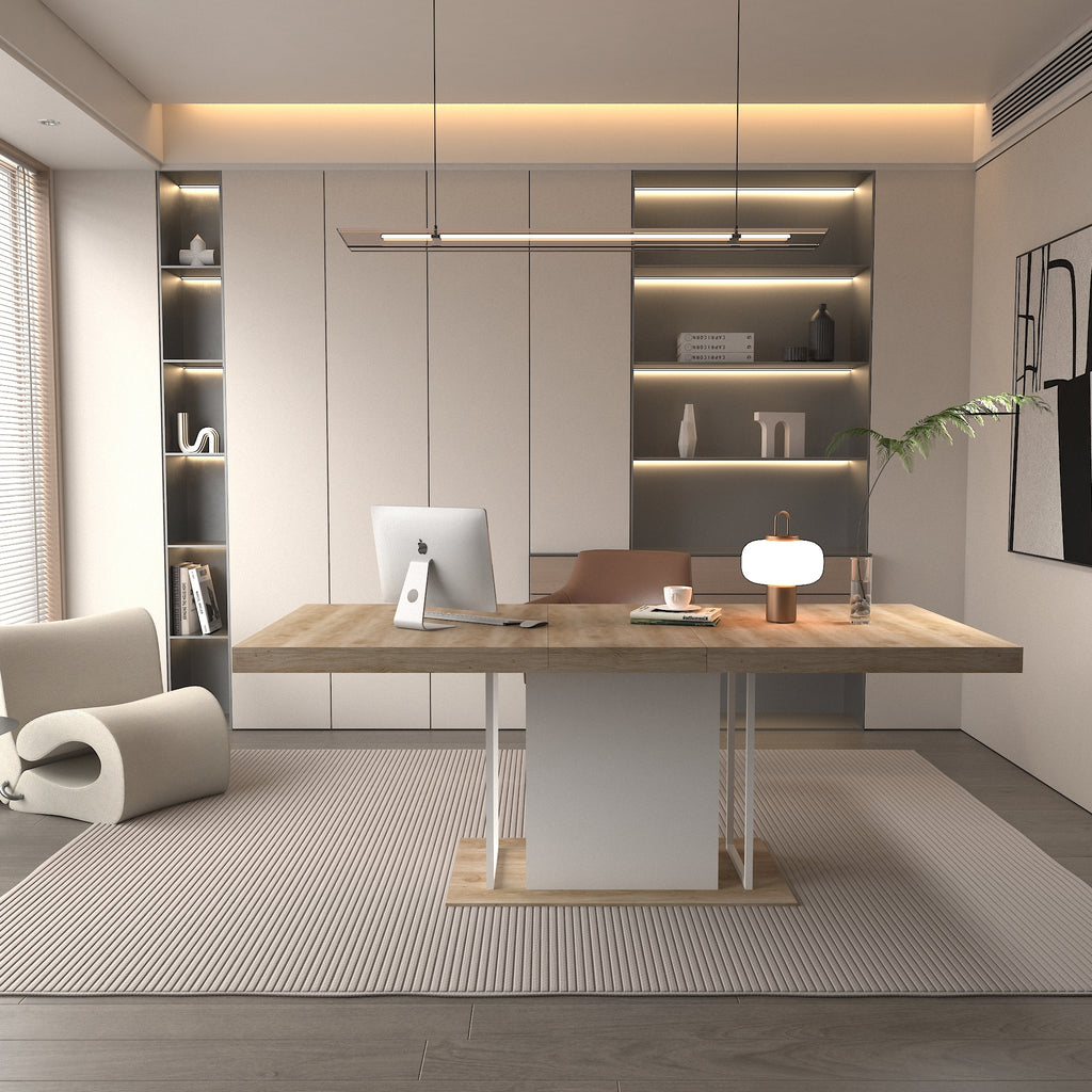 Rectangle extendable dining table for 6-10 people aged effect wood 160-200 cm - Grand Goldman Shop