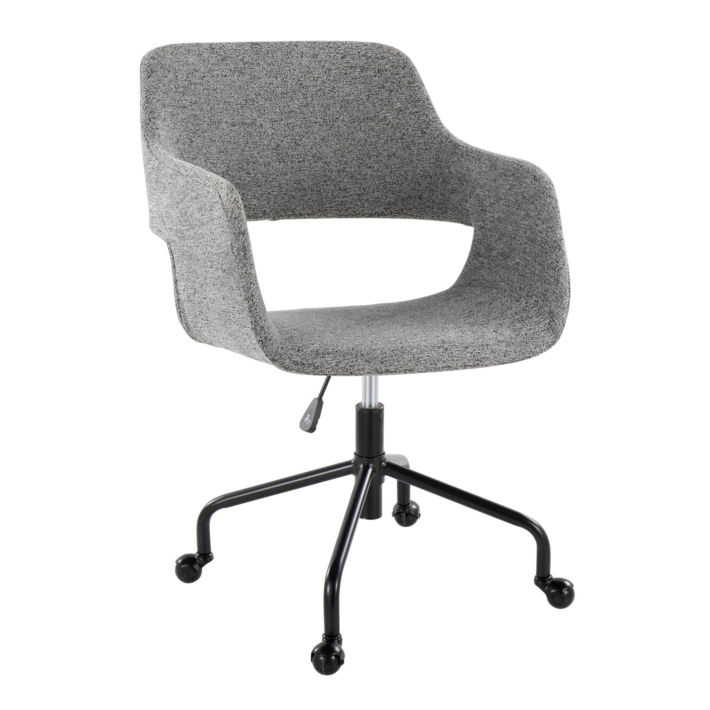 Contemporary Adjustable Office Chair in Black Metal and Grey Fabric - Grand Goldman