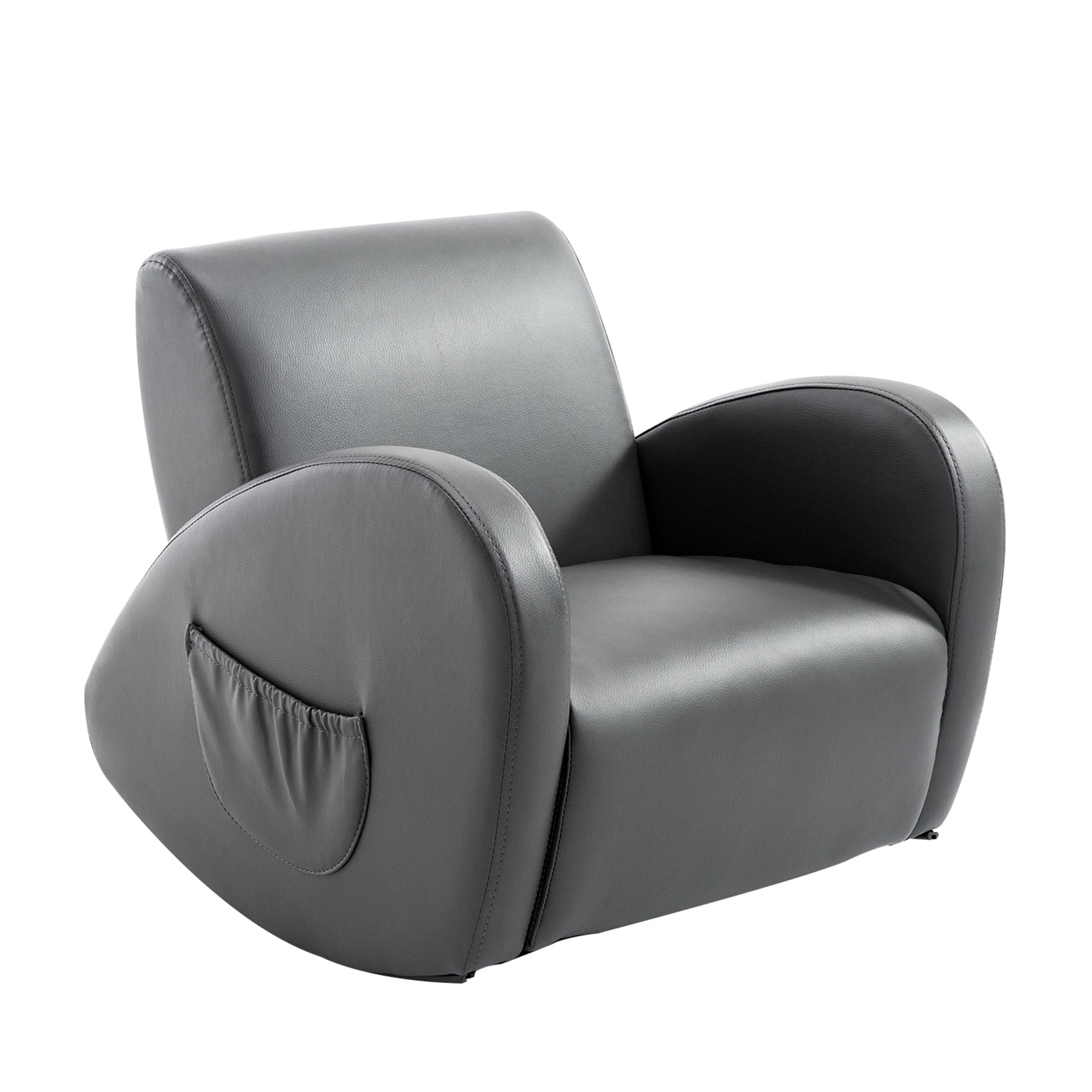 Kids Sofa Rocking Chair with Side Pocket, PU Leather Toddler Armchair for Children Grey | Premium Home Decor - Grand Goldman