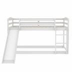 White Twin over Twin Bunk Bed with Convertible Slide and Ladder, Pine Wood and MDF, 79.3''L x 84.4''W x 46.5''H - Grand Goldman Shop
