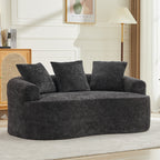 Curved Loveseat, Small Chenille Sofa with 3 Pillows, Deep Seat Couch for Apartment, Living Room, No Assembly Needed - Grand Goldman Shop