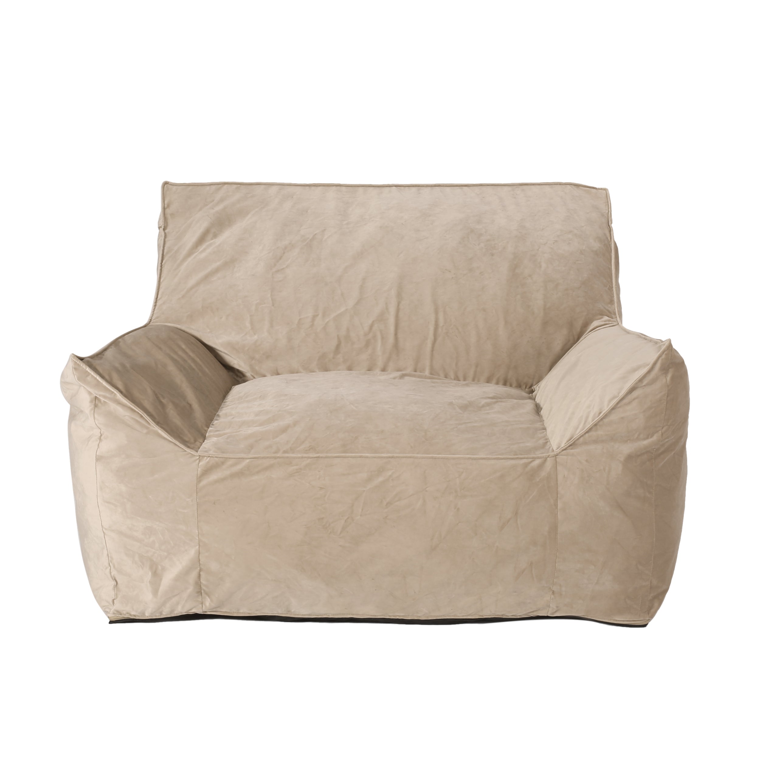 Allea Velveteen Bean Bag Chair with Armrests, Comfortable Velvet Seating, Taupe, 42x40x30 inches - Grand Goldman Shop