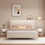 Modern White Nightstand with One Drawer and Open Shelf, Gold-Accented Handle, 22.83'' H, MDF, White - Grand Goldman Shop