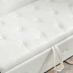 48' Ottoman Bench with Storage, Bench for Bedroom,Living Room,Hallway, Upholstered Tufted Faux Leather PU Ottoman Ivory White - Grand Goldman Shop