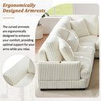 Modern Oversized U-shaped Sectional Sofa with Chaise Lounge in Beige Corduroy, 129' - Grand Goldman Shop