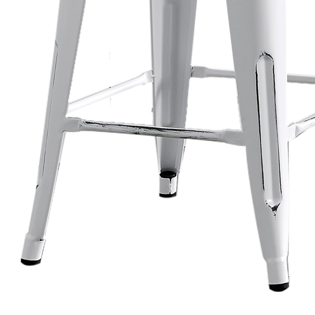 Modern Light Weight Industrial Contemporary Rustic Vintage Costal Metal Barstools with Bucket Back and 4 Leg Design, Seat Bar