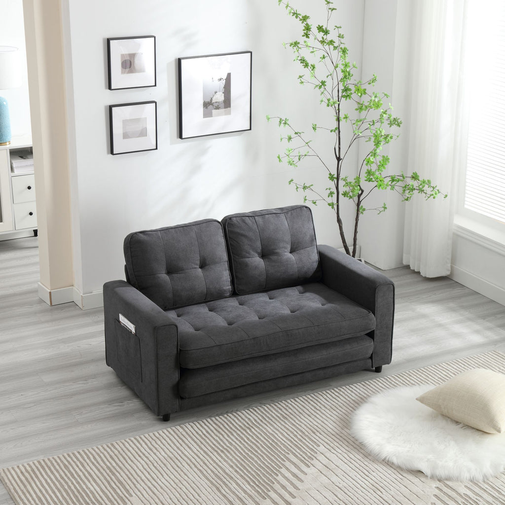 3 Fold Sofa,Convertible Futon Couch sleeper sofabed,Space saving loveseat,Pull Out Couch Bed for Living Room,Dark Gray & Light Gray & Beige,Velvet linen fabric - Grand Goldman Shop
