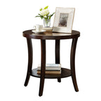 Perth Contemporary Round Shelf End Table, Espresso - Grand Goldman Shop