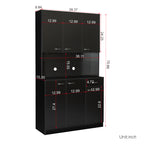 70.87' Tall Wardrobe& Kitchen Cabinet, with 6-Doors, 1-Open Shelves and 1-Drawer for bedroom,Black - Grand Goldman Shop