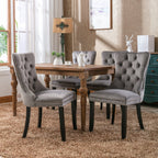 Nikki Collection Modern, High-end Tufted Solid Wood Contemporary Velvet Upholstered Dining Chair with Wood Legs Nailhead Trim 2-Pcs Set,Gray, SW2001GY - Grand Goldman Shop