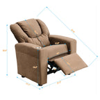 Sally Deluxe Kids Recliner Chair with Cup Holder and Footrest in Brown Velvet - Grand Goldman
