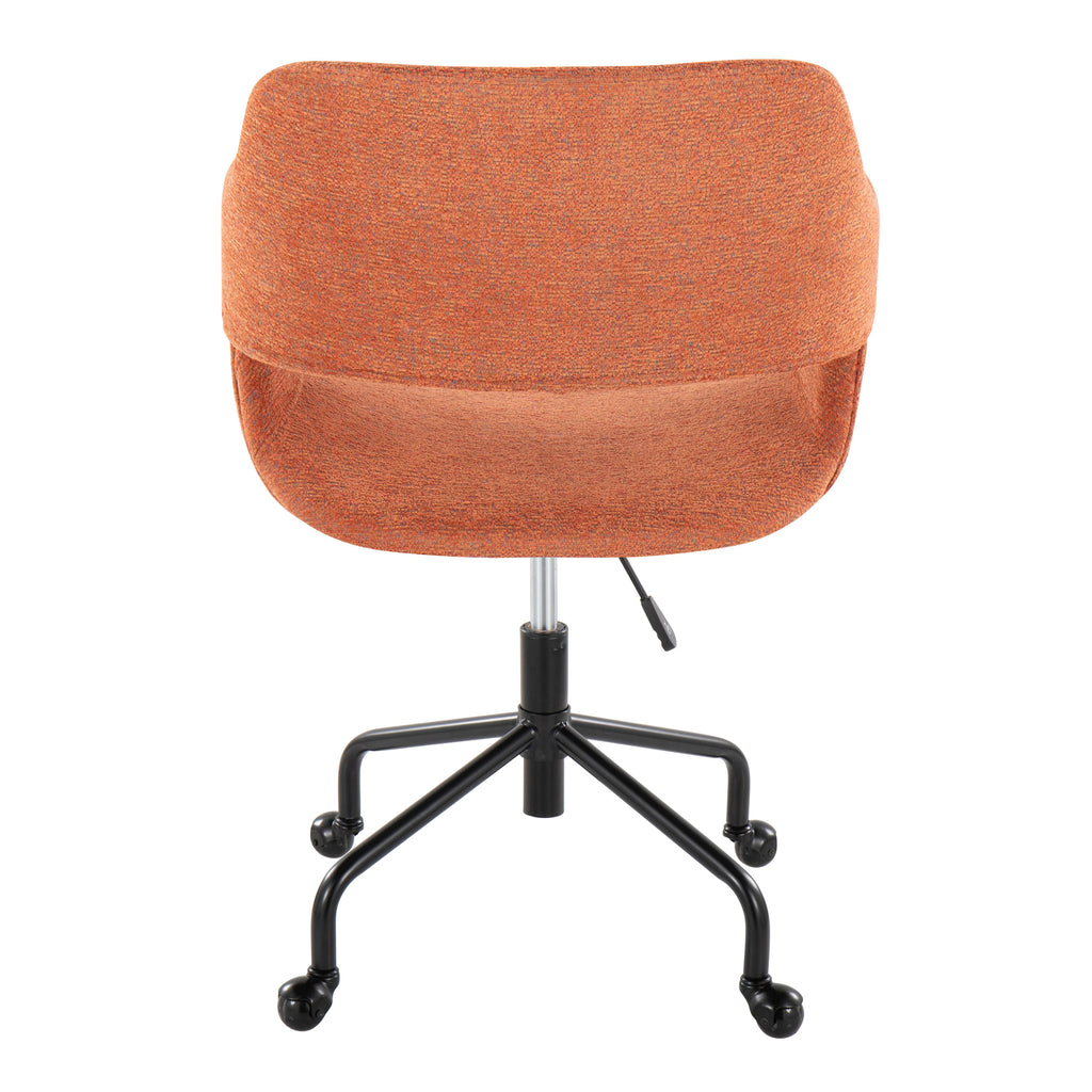 Contemporary Adjustable Office Chair in Black Metal and Orange Fabric - Grand Goldman