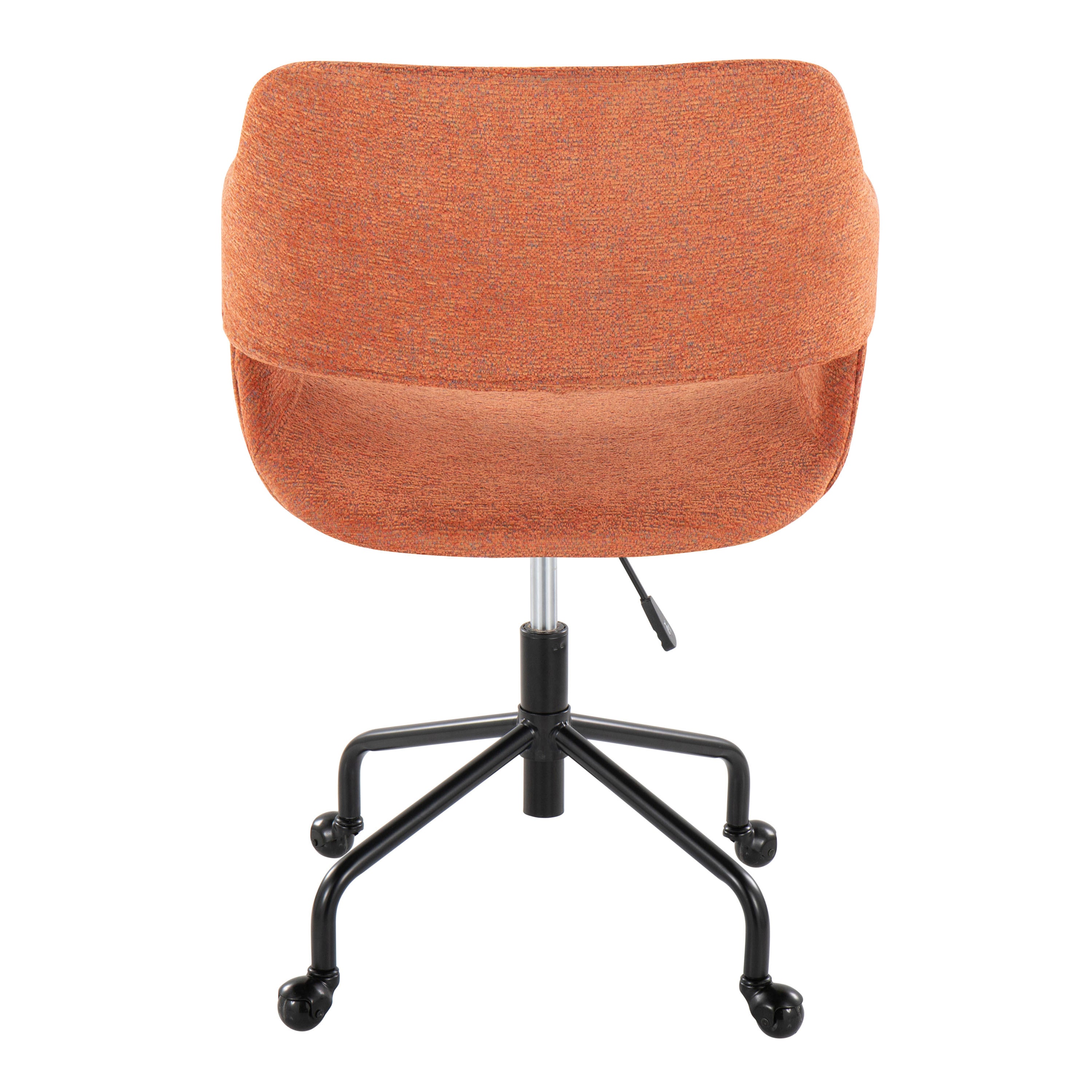Contemporary Adjustable Office Chair in Black Metal and Orange Fabric - Grand Goldman