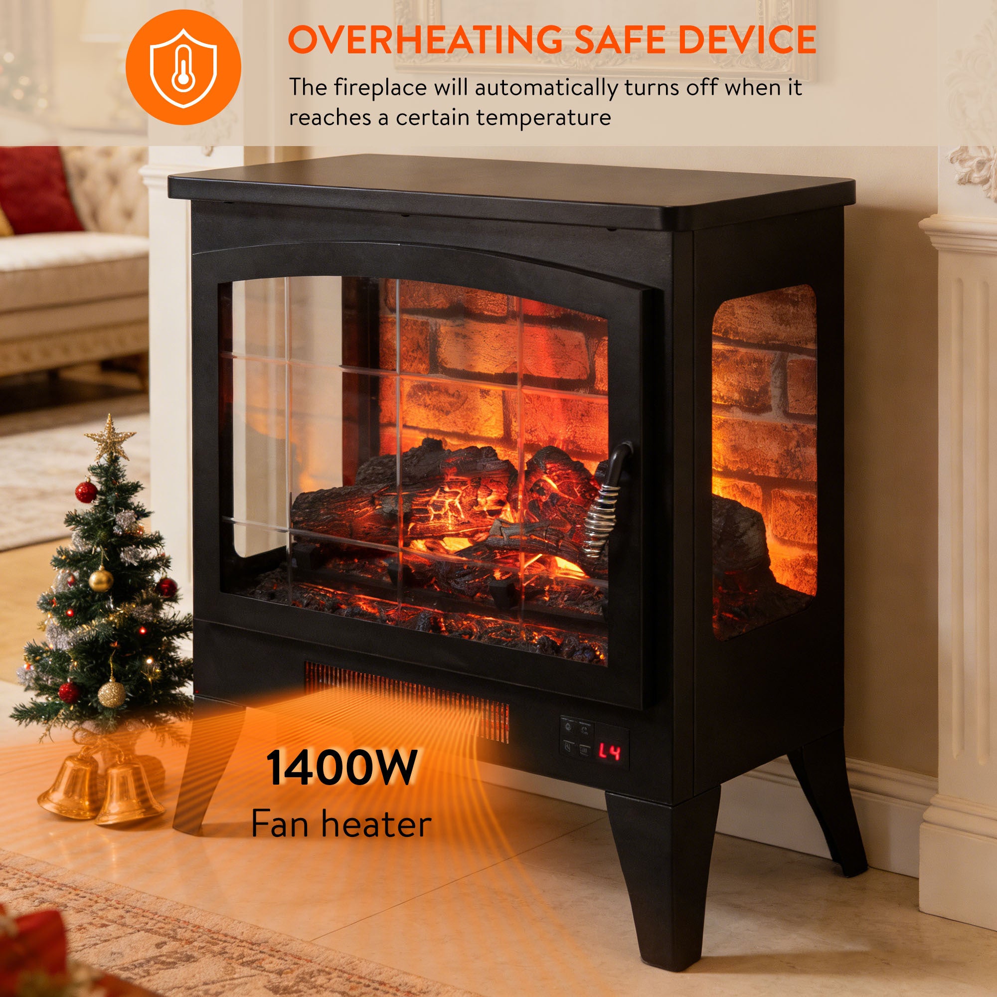 21 inchThree-sided Freestanding Electric Fireplace Stove heater with 3D Flame effect with remote control - Grand Goldman Shop