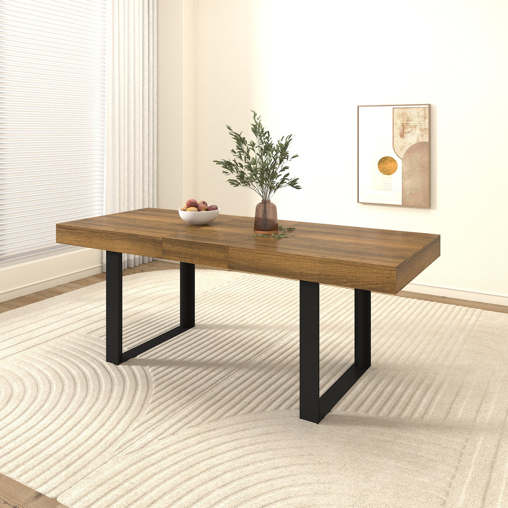 Rectangle extendable dining table for 6-10 people aged effect wood and black 160-200 cm - Grand Goldman Shop