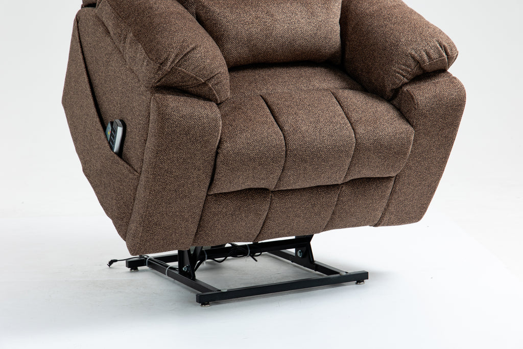 Old age electric lift chair, flat high density foam electric sofa, with heating and massage functions, can tilt to 180 degrees, 2 pocket cup holders, 2 remote controls, 4 OKIN motors - Grand Goldman Shop
