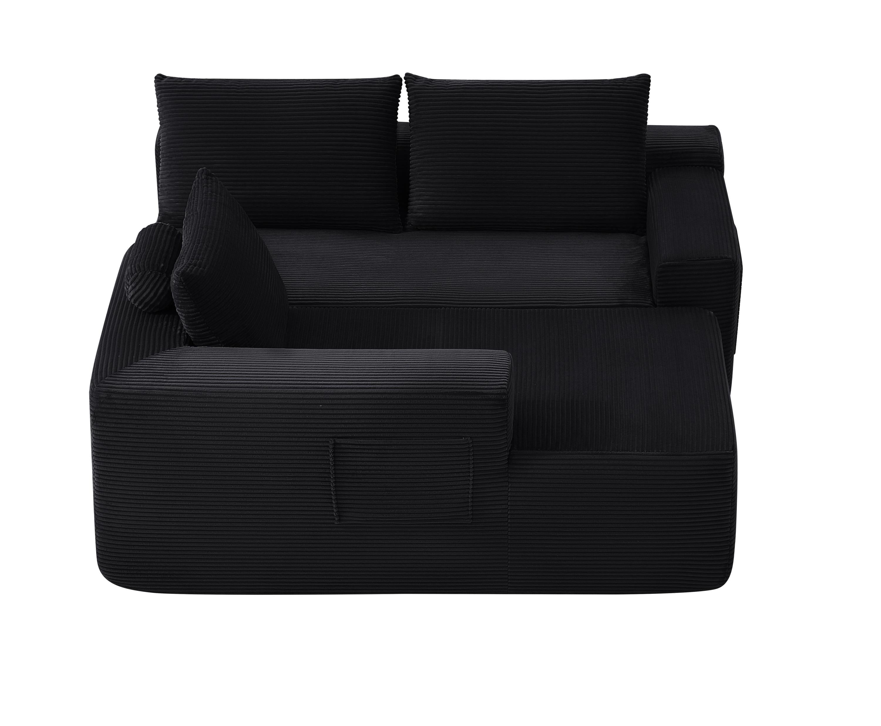 96.9' Cloud Sectional Couch with L-Shape Chaise,Modern Modular Sofa with Deep Seat, Upholstered Couches for Living Room Bedroom,No Assembly Required, (Corduroy Fabric),Black - Grand Goldman Shop
