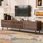 Mid Century TV Stand with 2 Drawers, Media Console Table for TVs up to 80'', Walnut Finish Solid Wood and MDF Entertainment Center for Living Room, Bedroom, Home Theatre - Grand Goldman Shop