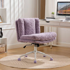 W26.4 inch Wider seat Office Chair,Artificial rabbit hair Home Office Chair with Metal Base,Adjustable Desk Chair Swivel Offi