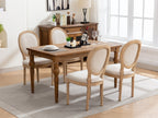 A&A Furniture,French Style Solid Wood Frame Antique Painting Linen Fabric Back Dining Chair,Set of 2,Beige,SW1845BG - Grand Goldman Shop