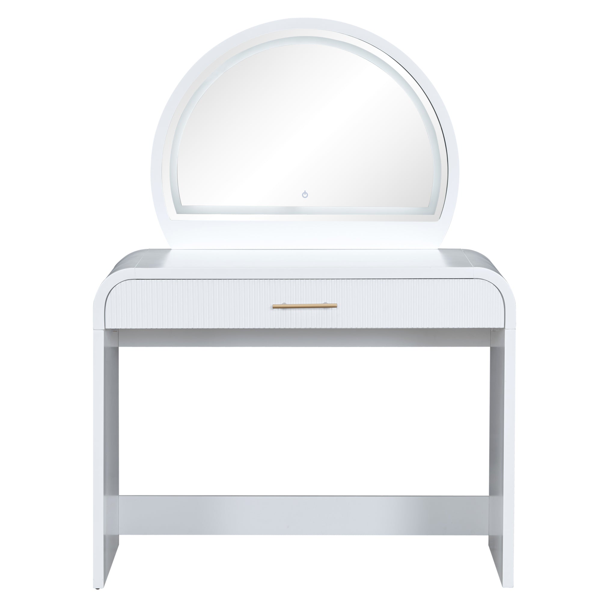 39' Makeup Vanity Table with Mirror Touch Screen Lighted Mirror, Dressing Table with Drawer for Bedroom, White - Grand Goldman Shop