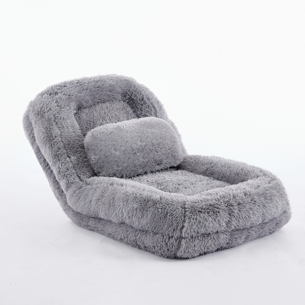 [NEW ARRIVED] [VIDEO PROVIDED] Human Dog Bed,Lazy Sofa,5-Position Adjustable Convertible,Floor Gaming Chair,bedroom, living room,Suitable for gaming, meditation,relaxation,Plush Fabric,Light Gray - Grand Goldman Shop