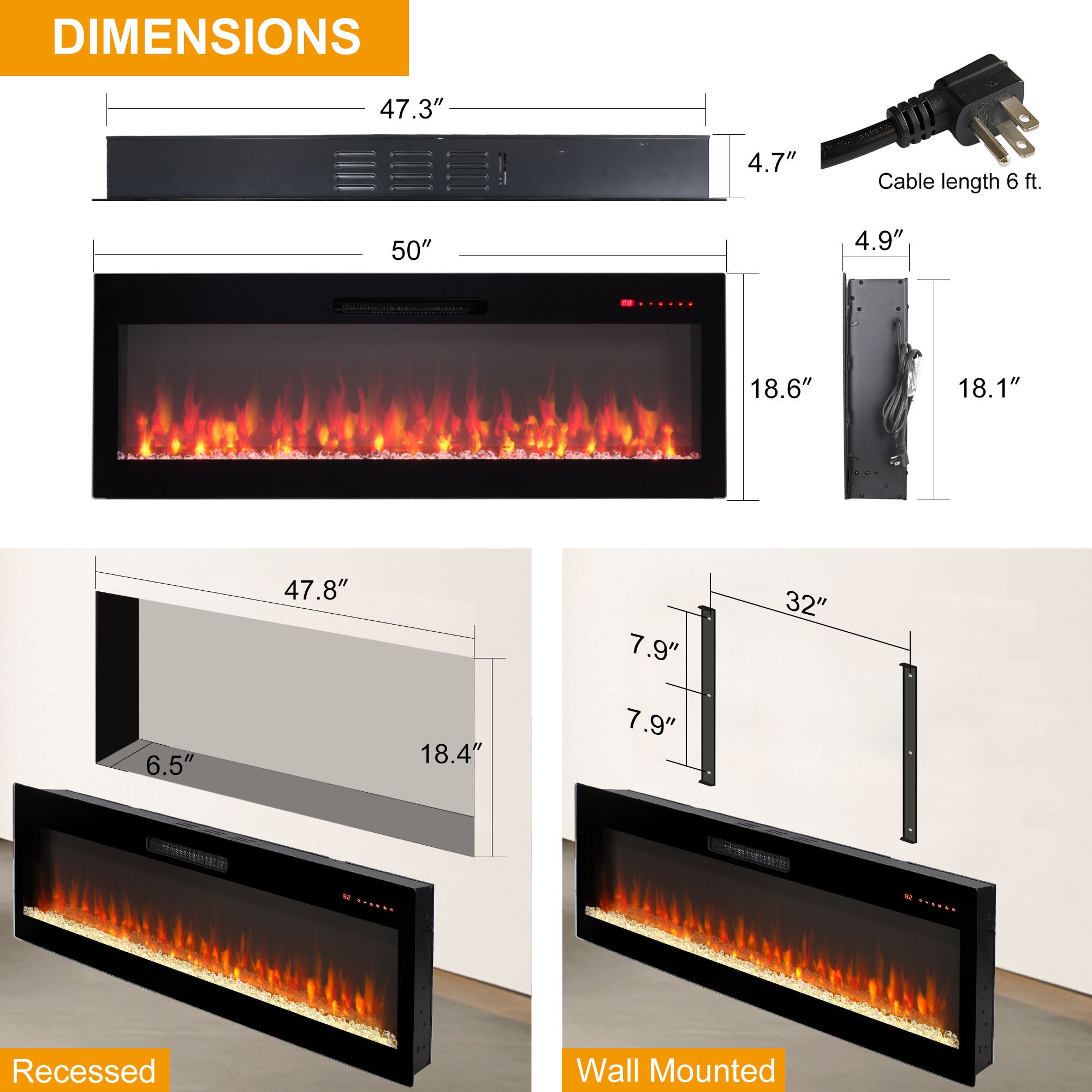 60 inch Fireplace TV Stand for TVs up to 70',with 50'smart Electric Fireplace,white - Grand Goldman Shop