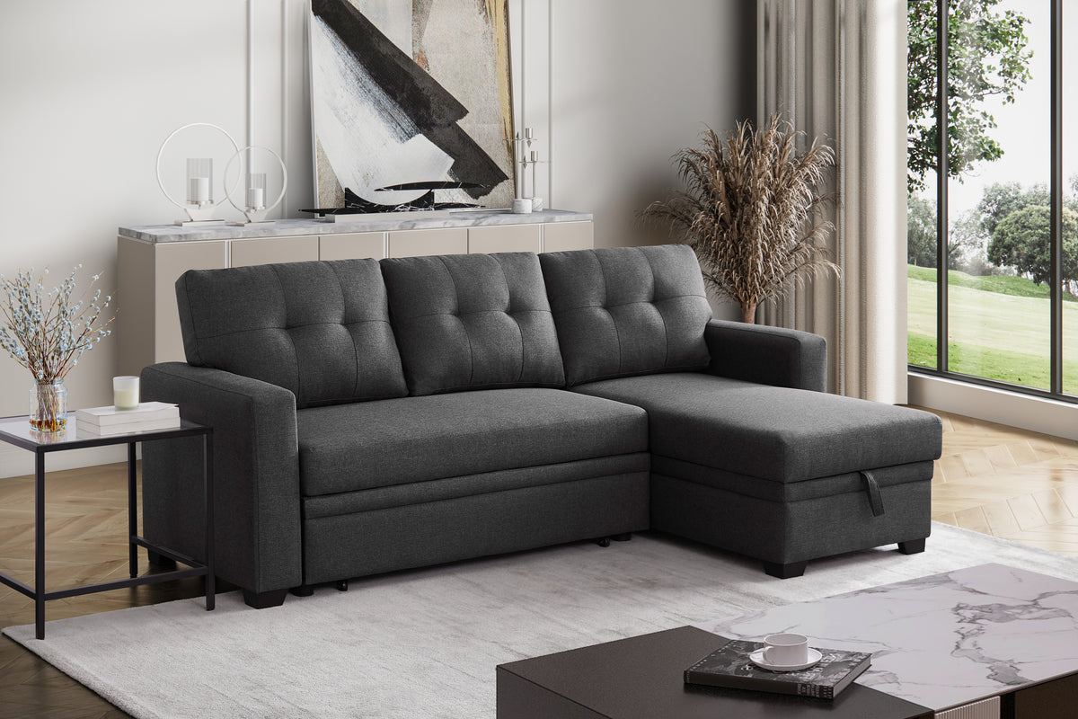Convertible Upholstered Sectional Sofa with Pull-out Chaise - Grand Goldman Shop