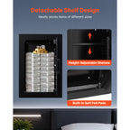 Wall Safe, 3-Tier Hidden Wall Safe with Fingerprint, Password, Key & Turning Knob, Q235 Cold-Rolled Steel In-Wall Box with Ad