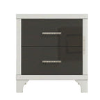 Elegant High Gloss Nightstand with Metal Handle,Mirrored Bedside Table with 2 Drawers for Bedroom,Living Room,Black - Grand Goldman Shop