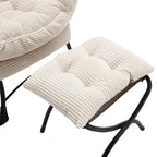 Lazy Chair with Ottoman, Modern Lounge Accent Chair with Armrests and a Side Pocket, Leisure Upholstered Sofa Chair Reading Chair with Footrest for Small Space, Corner Chair-White - Grand Goldman Shop