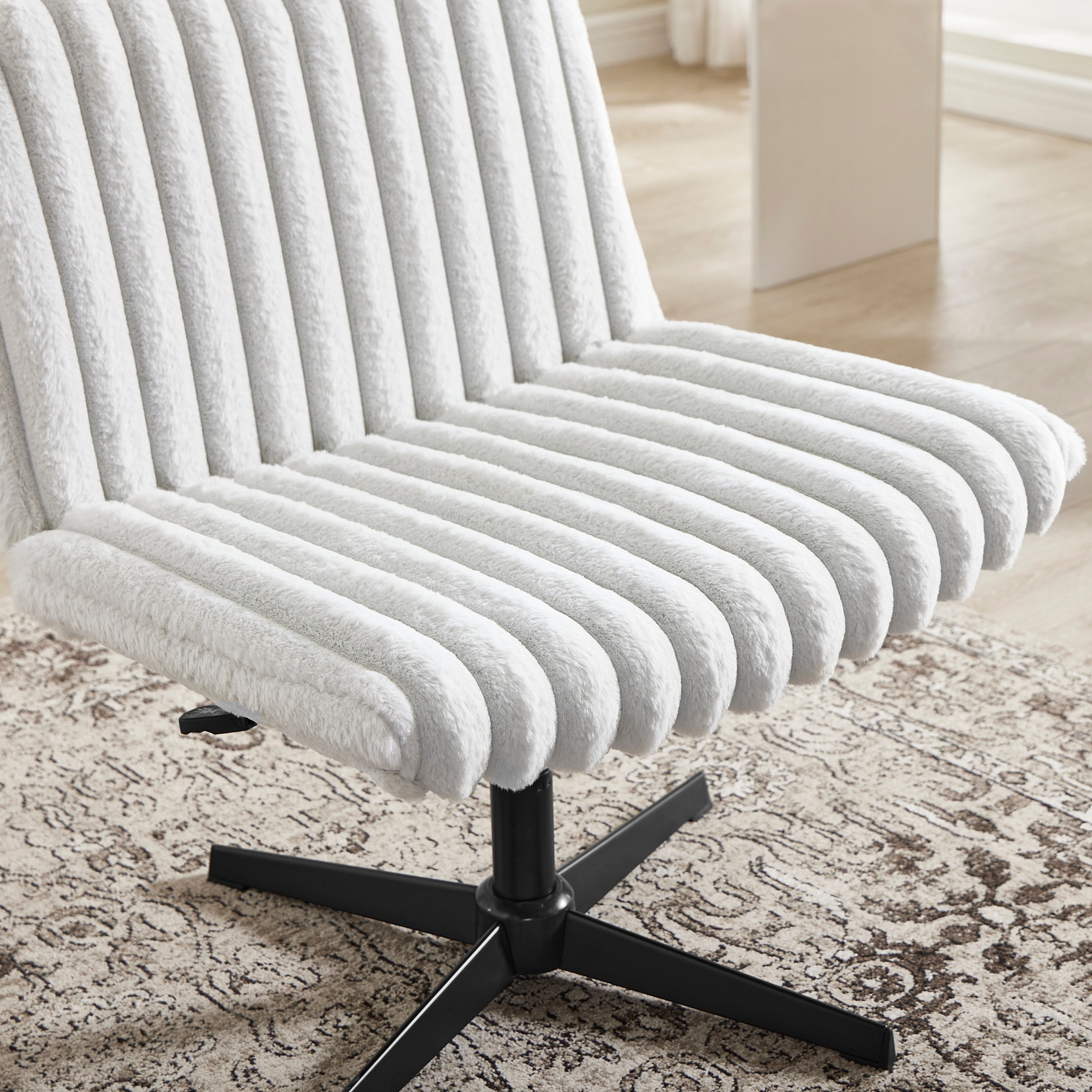 Blynn Adjustable Swivel Criss Cross Chair, Wide Seat Office Chair Vanity Chair, Gray | Premium Home Decor - Grand Goldman
