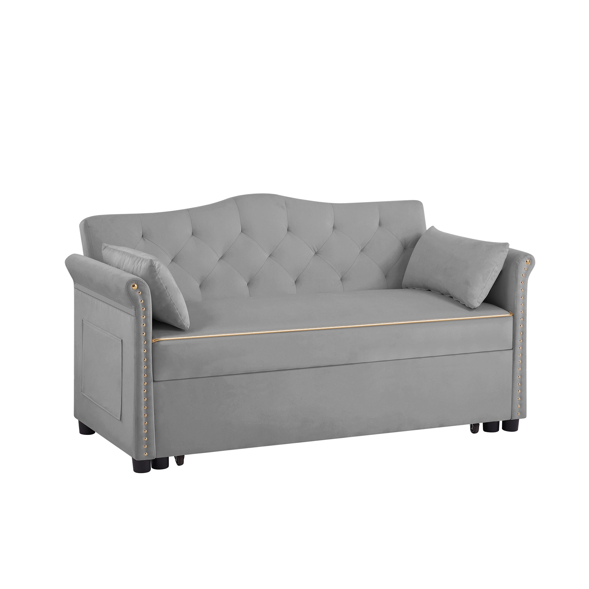 Grey Velvet Sleeper Sofa Bed - Grand Goldman Shop