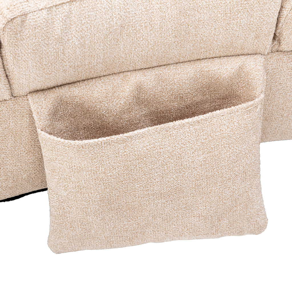 Linen Massage Chaise Lounge Indoor with Remote Control, Ergonomic Electric Massage Lounger in Beige - Grand Goldman Shop