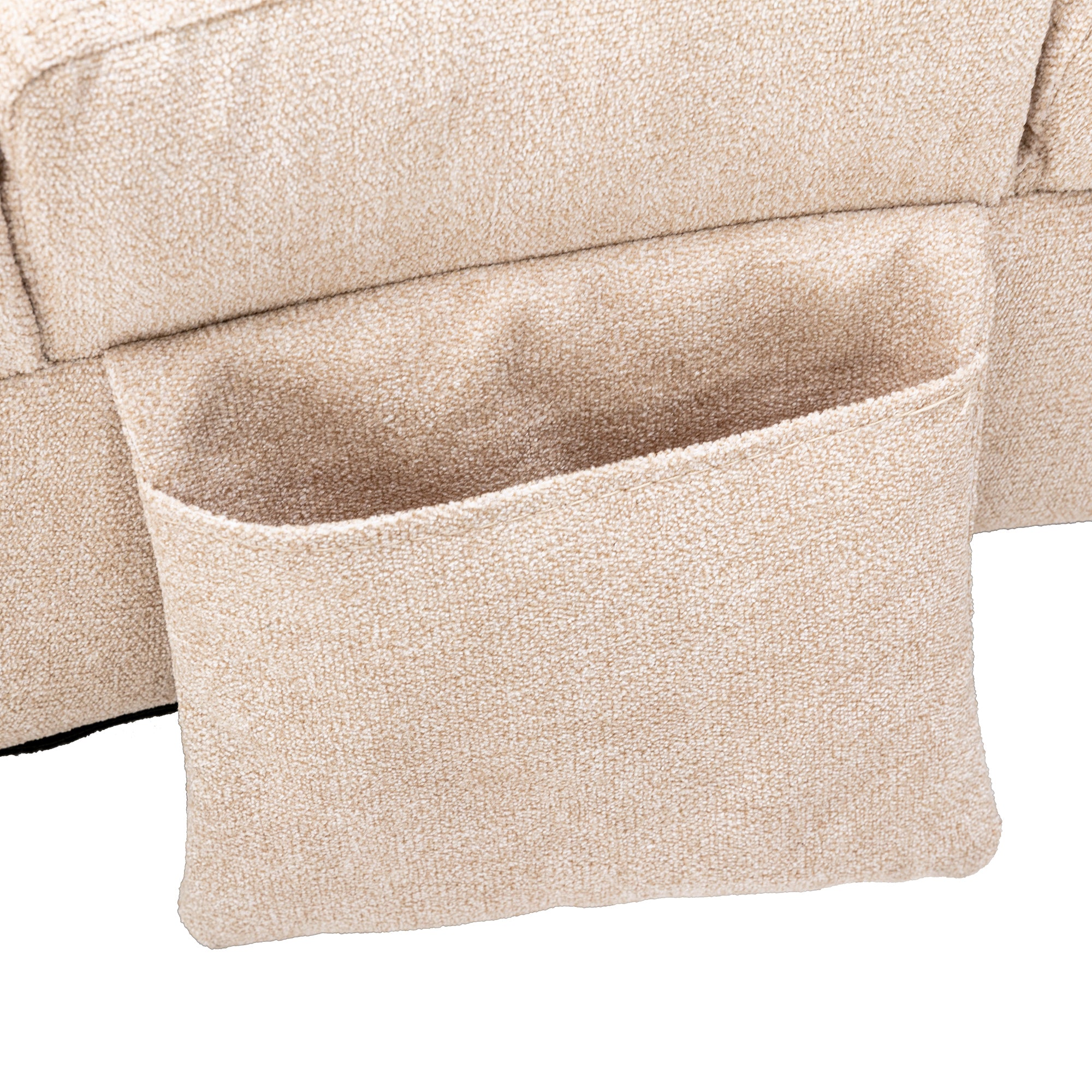 Linen Massage Chaise Lounge Indoor with Remote Control, Ergonomic Electric Massage Lounger in Beige - Grand Goldman Shop